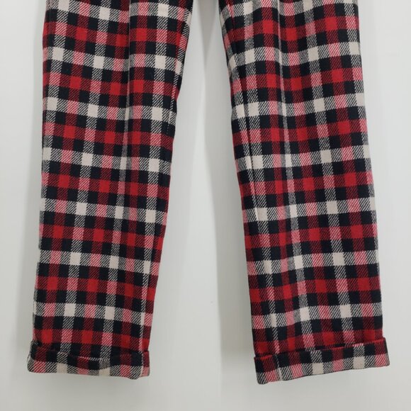 Woolrich Plaid Wool Blend Straight Leg Ankle Pants S Womens Cuffed hem Red Black - Picture 5 of 10